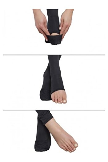 Penti Women's Black Medium Thick Practical Open Toe Pantyhose Ablution Socks