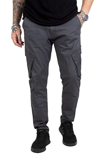 DeepSEA Men's Anthracite Front Zippered Tight Leg Cargo Pants