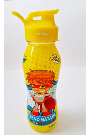 Modellino Licensed Trend 500cc Transparent Boy's Water Bottle with Yellow Lid