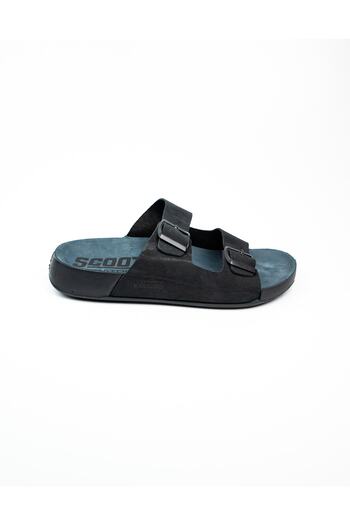 Scooter 7013 Black Leather Men's Slippers