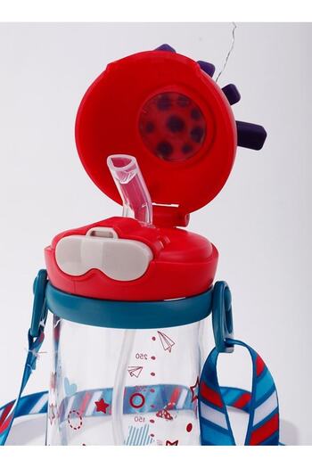 Rovco Children's Neck Strap 320 Ml Leakproof Tritan Water Bottle with Straw - Smart Straw B1034
