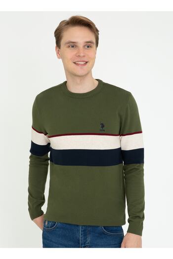 U.S. Polo Assn. Crew Neck Green Men's Sweater Prague