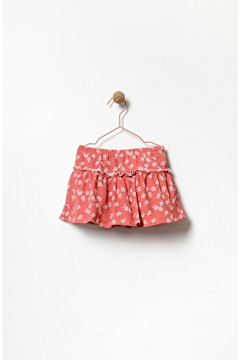 Magu Girl's Elastic Waisted Floral Patterned Shorts Skirt