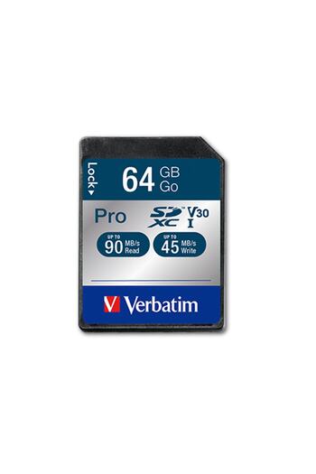 Verbatim بطاقة ذاكرة Sdxc Pro U3 سعة 64 جيجابايت