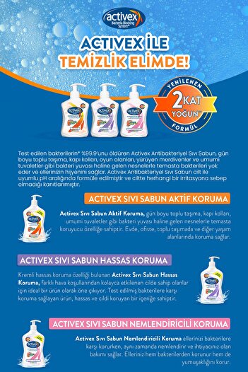 Activex Antibakteriyel Sıvı Sabun Hassas 2x1,5lt