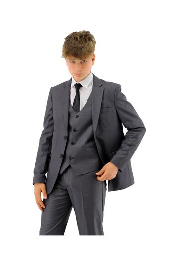 SIRRI Boy's 3-Piece Gray Suit Jacket Vest Pants