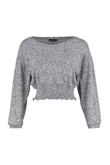 Trendyol Collection Gray Melange Elastic Soft Basic Knitted Blouse TWOAW23BZ00056