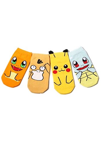BGK Unisex 4 τεμαχίων μποτάκια με σχέδια Pokemon Κάλτσες πολύχρωμες έξτρα άνετες