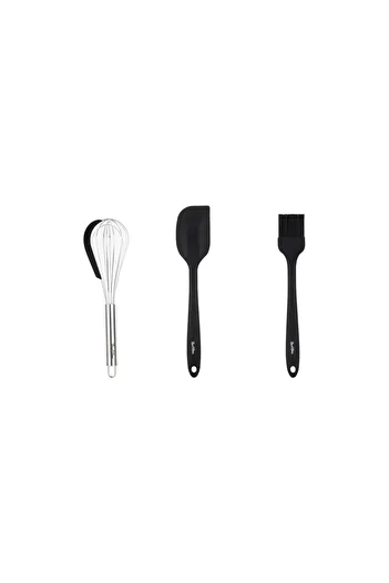 Tantitoni Smoked Colored 3 Piece Silicone Spatula, Brush and Beater Set