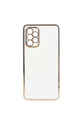 Fibaks Galaxy A23 Compatible Case Shiny Edge Gold Embroidered Camera Protected Cover