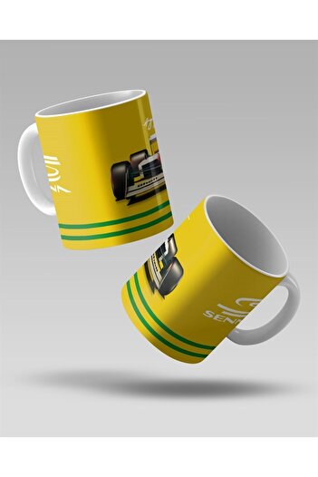 FANBOX SHOP Ayrton Senna and Mclaren Themed White Mug Cup, Stylish and Detailed Design.