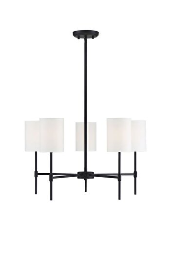 BSA LIGHTING Henna 5'li Siyah Modern Avize Beyaz Abajurlu