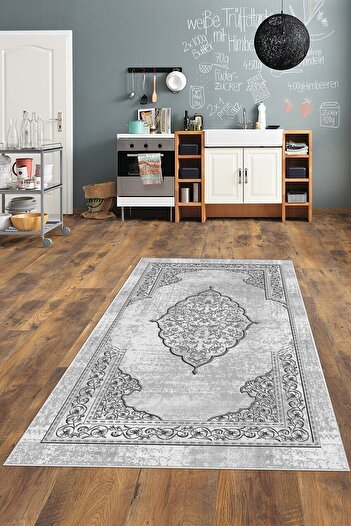 on the clouds Mavi Zemin Osmanlı Desen Yıkanabilir Kaymaz Taban Leke Tutmaz Modern Salon Halısı Ve Yolluk