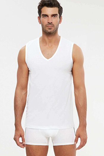 Kom Barry V-Neck Cotton 2-Piece Men's Undershirt White