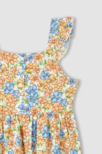 DeFacto Girl's Floral Square Neck Strap Dress