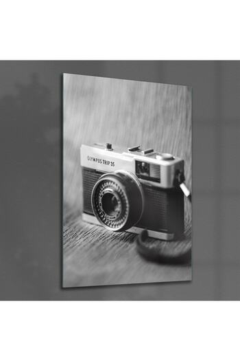 Decovetro Glass Table Vintage Camera