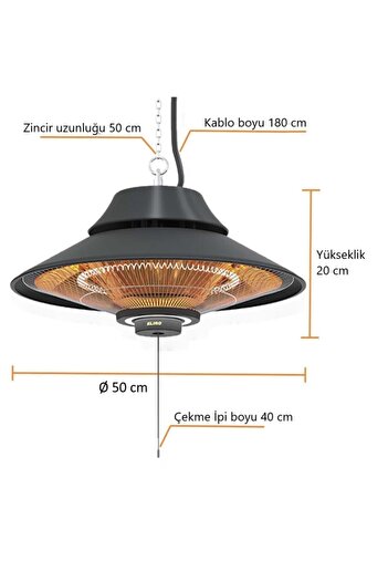 Mirkraft Elirg Light LED Işıklı Elektrikli Infrared Tavan Isıtıcısı - 2000W Karbon Isıtma Teknolojis