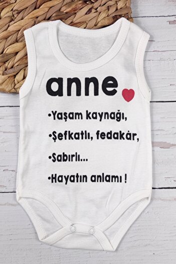 ADABEBEK Mother Written Organic Printed Snap Body Baby Bodysuit