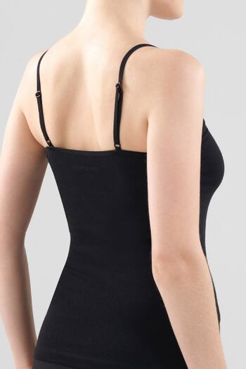 Blackspade Women's Plus Size Essential Thin Strap Black Undershirt 1951