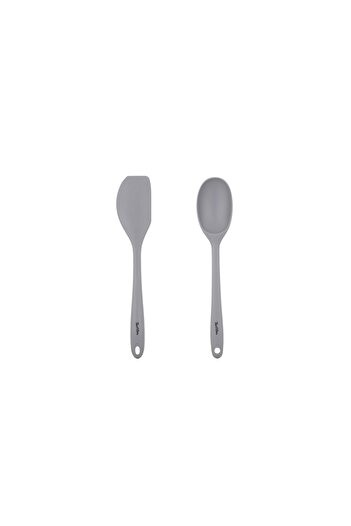 Tantitoni Silicone Large Spoon and Spatula Set - Gray Color