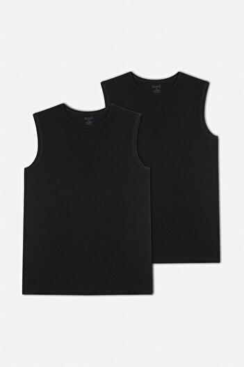 Kom Pack of 2 Solid Color Round Collar Sleeveless Men's Undershirt