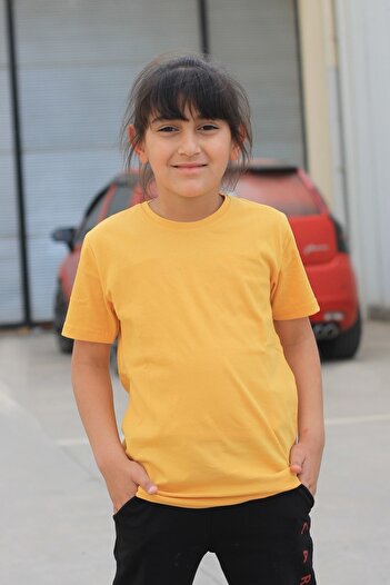 Çiggo Kids Unisex Bisiklet Yaka Basic Çocuk T-shirt 5-12 Yaş