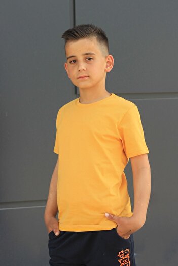 Çiggo Kids Unisex Bisiklet Yaka Basic Çocuk T-shirt 5-12 Yaş