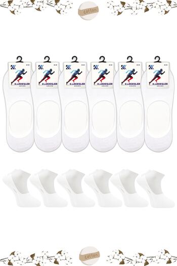 KARDEŞLER ÇORAP Men's Ballerina White Socks Cotton Seamless Invisible Anti-Slip Heel Silicone Pack of 6