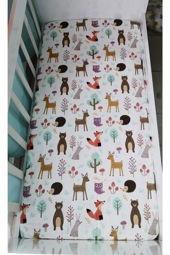 Babynia 100% Cotton Children's Fitted Sheet 90x190 (2 Pieces) Rainbow And Nature