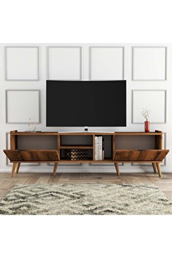 Mezza 1340 Lotus 180 Cm (AHŞAP AYAKLI) Tv Ünitesi Hat Rengi