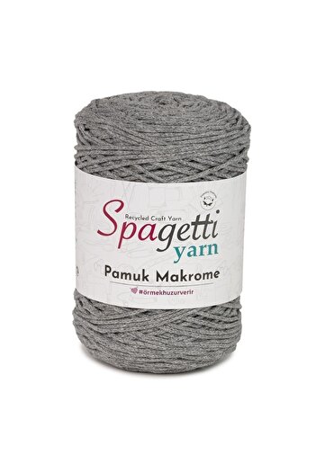 Spagettiyarn Gri Pamuk Makrome Ip