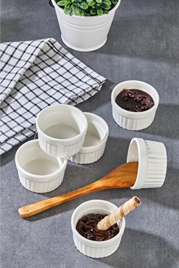 Wonder Cooker 6 Lı Porselen Servis Sunum Kahvaltı Lüx Beyaz Bölmeli Reçellik