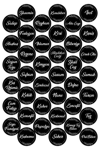colortouch Black 78 Pieces Round Spice Pulses Jar Label - 4 Cm X 4 Cm Sticker