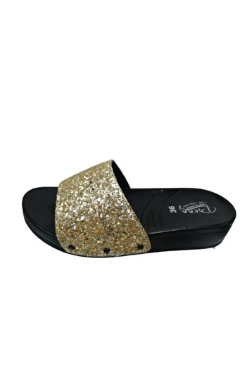 Pienn P958-010 Women's Narrow Fit Daily Gold Colored Slippers