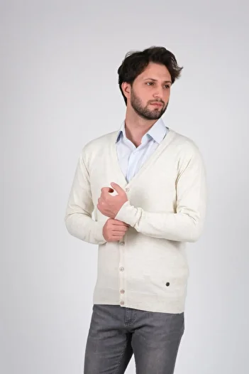 Çizgi Triko Men's Slimfit Mold Knitwear Cardigan Buttoned Sleeve and Waist Elastic Woven