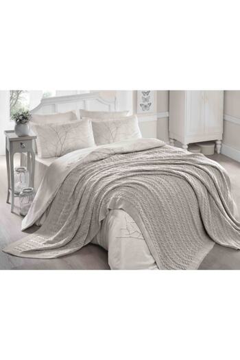 Betires Home Knitted Double Blanket Beige