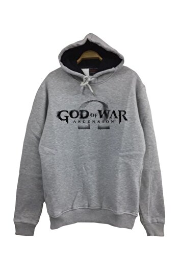 fame-stoned God of War Printed Unisex 100% Cotton Hooded Gray Sweatshirt