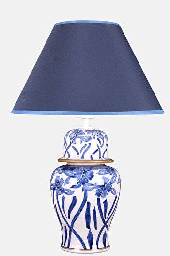 Qdec Bleu Blanc Shah Vase Lampshade Floral Gilded Dark Blue