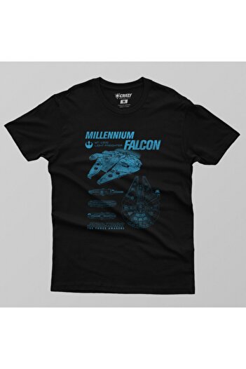 Crazy Ανδρικό T-Shirt - Star Wars Millennium Falcon Schematics
