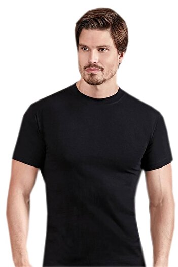 Berrak Men's Black 3-Pack 0 Collar Undershirt ELF568BER1003B053
