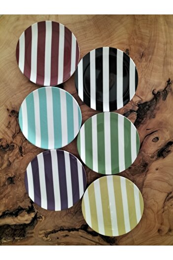 SERAMİKCİ Ceramic Striped 6-Piece Cake Plate Digital