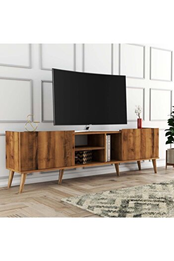Mezza 1340 Lotus 180 Cm (AHŞAP AYAKLI) Tv Ünitesi Hat Rengi