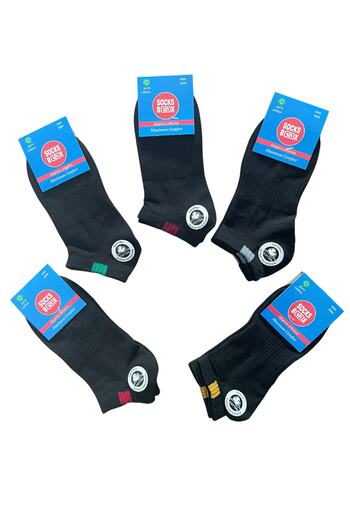 socksbox 5 Li Unisex Dikişsiz Kısa Çorap/ Siyah5