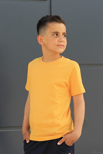 Çiggo Kids Unisex Bisiklet Yaka Basic Çocuk T-shirt 5-12 Yaş