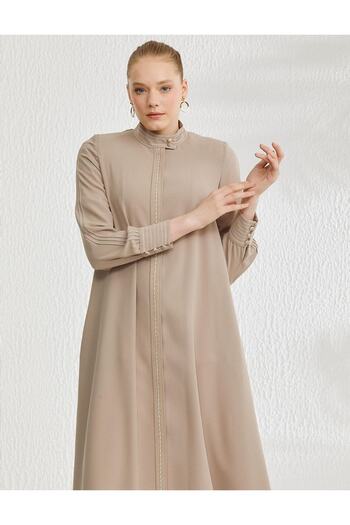 Kayra Contrast Stitched Magnificent Collar Topcoat Mink