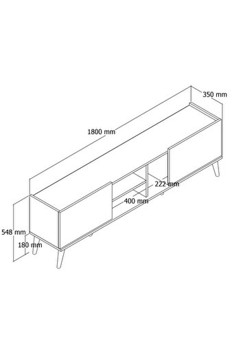 Mezza 1340 Lotus 180 Cm (AHŞAP AYAKLI) Tv Ünitesi Hat Rengi