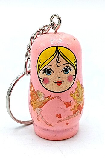 Dünyadan Hediyeler Wooden Matryoshka Doll Keychain Pink