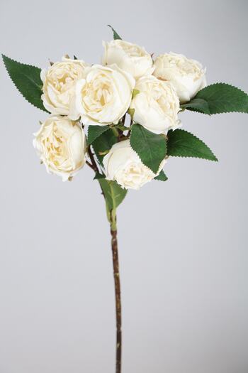 Yapay Çiçek Deposu Artificial Lux 7 Cluster Rose Branch 48 Cm White