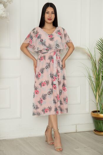 PULLIMM Madonna Collar Midi Chiffon Dress Esp024