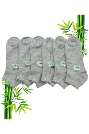 AXE SPORTSWEAR Мъжки сиви безшевни бамбукови чорапи с подсилен ток и пръсти, чифт от 6 броя, Pkr109435